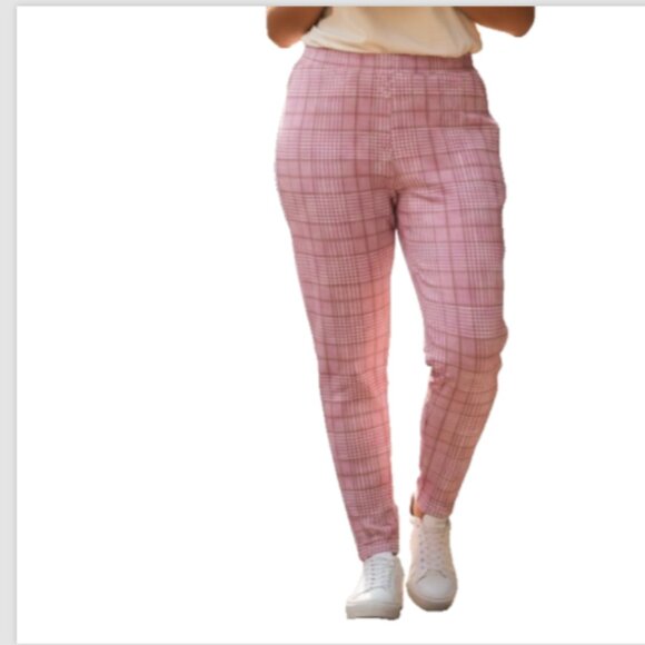 Vintage Women's Pants 2XL Red White Plaid Pull-On Tapered Leg Versona NEW - Picture 1 of 12